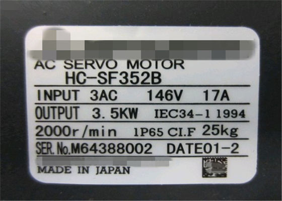 Servo motor trifásico 129V MITSUBISHI HC-SF352B HC-SF352BK da C.A. da cor preta