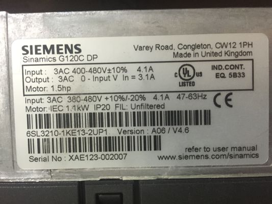 6SL3210-1KE13-2UP1 Siemens SINAMICS G120C avaliou o powerc 11KW   com sobrecarga de 150%