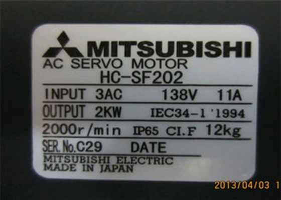 Série industrial de Mitsubishi 2000rpm 2kW HC-MF do servo motor HC-SF202