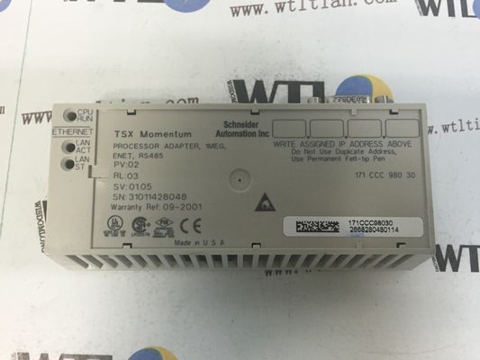 O adaptador do processador de 171CCC98030 Modicon M1/M1E - 1 ethernet, 1 Modbus - 50 megahertz transparente apronta-se