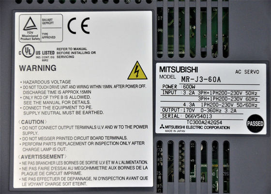 Motorista servo da C.A. da série MR-J3-60A do amplificador MR-J3 de MITSUBISHI 600W