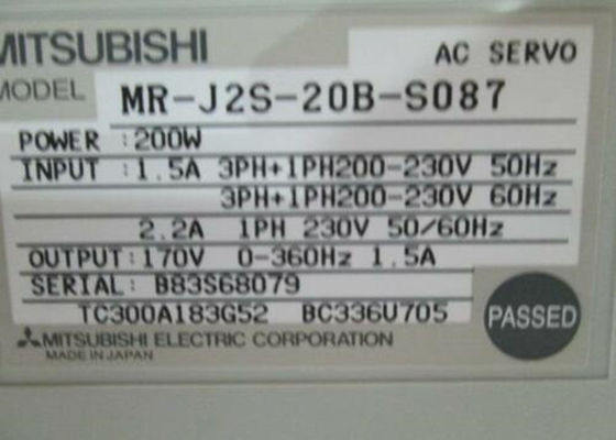 AMPLIFICADOR servo industrial 170V 360Hz 1.5A da C.A. da movimentação 200W MR-J2S-20B-S087 de Mitsubishi