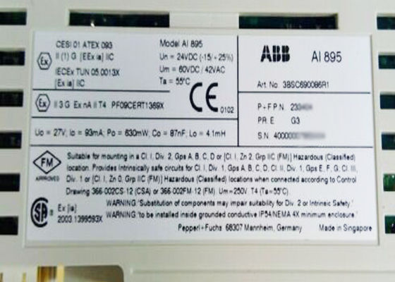 O analógico do módulo 3BSC690086R1 do I/O do PLC de AI895 S800 entrou o módulo 12bit de TC/RTD
