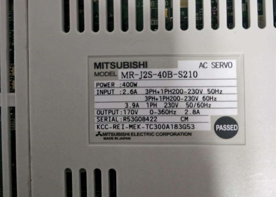Amplificador servo industrial da movimentação MR-J2S-40B-S210 400W 230V 170V de Mitsubishi Melservo 3PH