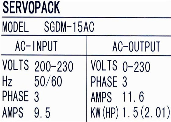 Movimentação servo elétrica 1.5KW de SGDM-15AC ServoPack Yaskawa uma fase de 200 - 230 VAC: 3