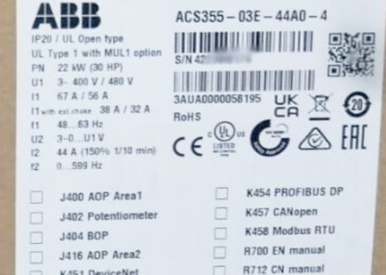 Movimentação 3AUA0000058195 22kW 30HP IP20 da maquinaria ACS355-03E-44A0-4