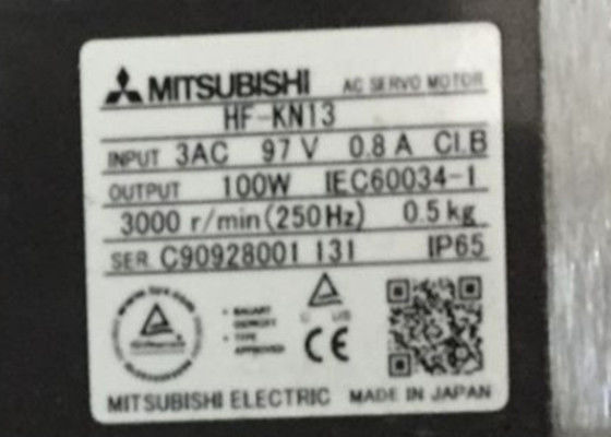 Servo motor industrial 100W 3AV 0.8A de HF-KN13 Mitsubishi Electric nenhum freio eletromagnético