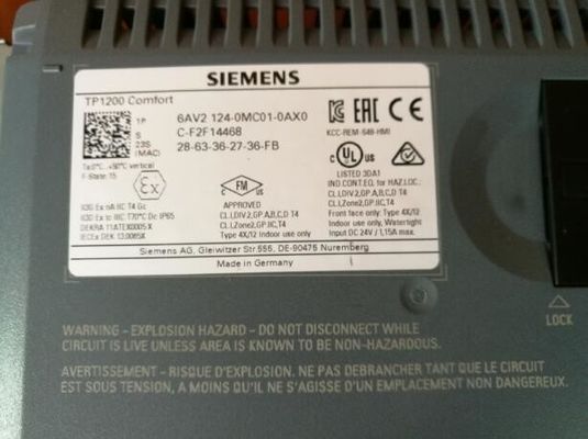 SIEMENS 6AV2124-0MC01-0AX0 12&quot; WIDESCREEN-TFT-DISPLAY 12 MB MEMÓRIA DO UTILIZADOR