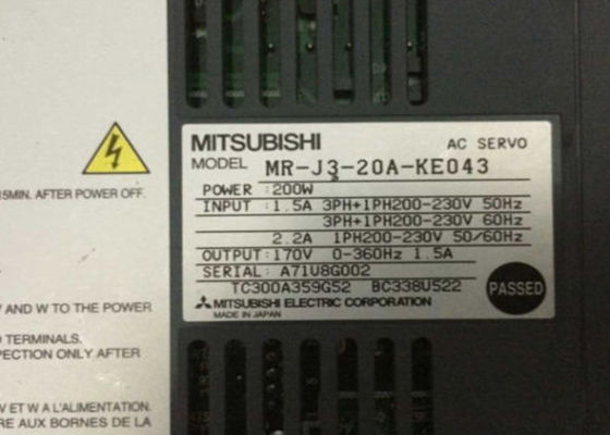 200W MITSUBISHI AC Servo Amplificador MR-J3-20A-KE043 360Hz 1.5A Industrial Drive Saída 170V