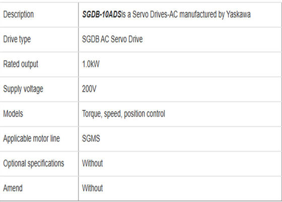 Yaskawa SGDB-10ADS 200V AC Servo Drives Novo em Original