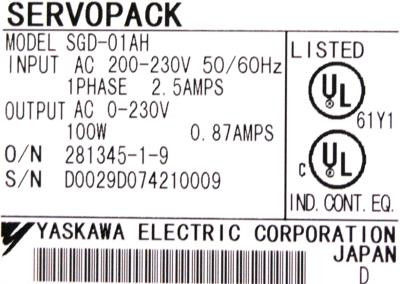 Yaskawa SGD-01AH 200V AC Servo Drives Nova caixa original
