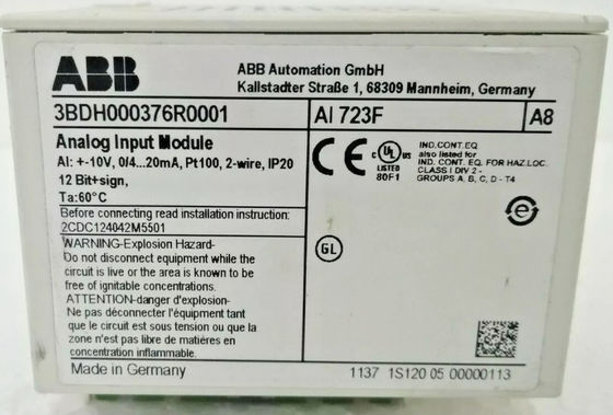 ABB 3BDH000376R0001 AI 723F Módulo de entrada analógica I-O_Módulo 0,15 kg