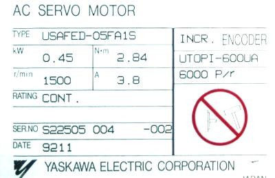 500W Servo Motor Nova marca Yaskawa USAFED-05FA1S Campo de Indústria