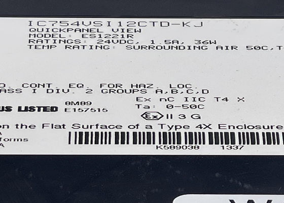 GE IC754VSI12CTD-KJ um Display Intermediário de 12 polegadas TFT Color Touch QuickPanel fabricado