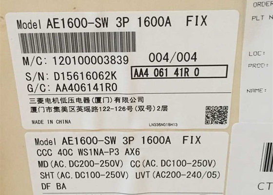 MITSUBISHI 1600A ACB AE1600-SW Disjuntor de ar funcional de baixa tensão 3P