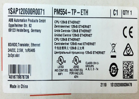 ABB PM554-TP-ETH 1SAP120600R0071 AC500 Prog. Controlador lógico 128kB 8DI/6DO-T ETH 24VDC