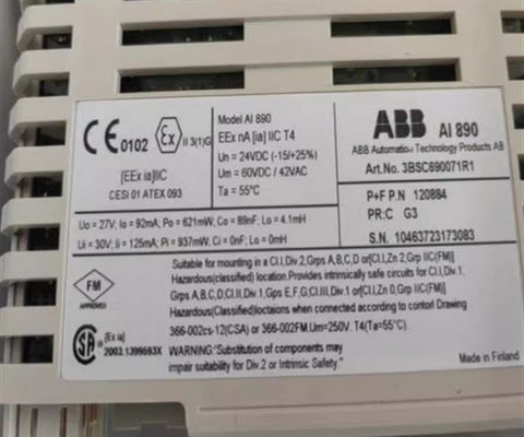 ABB AI890 3BSC690071R1 AI890 Módulo de alimentação analógica redundante