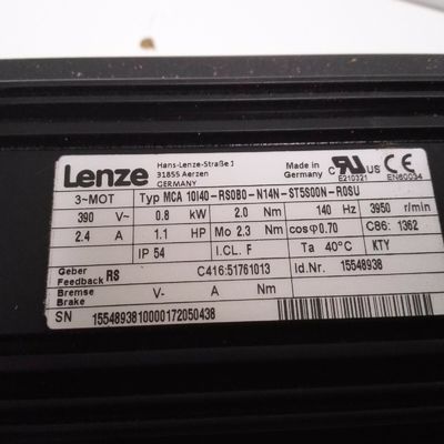 Lenze MCA 10I40- RS0B0-N14N-ST5S00N-R0SU 1.4751242 Torque LB-FT
