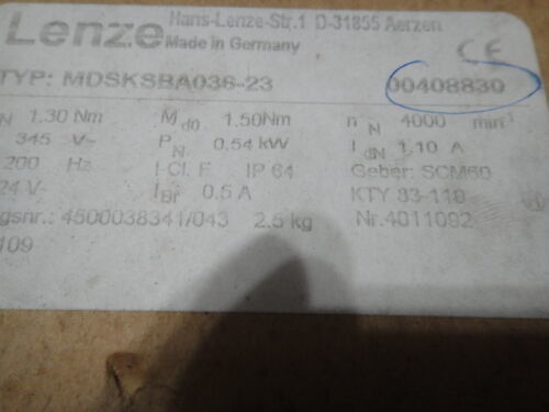 LENZ EMDSKSBA036-23 Servomotor com 80 desempenho de condução