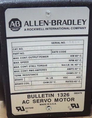 AB 1326AB-A3E-11SERV MTR 48-IN-LB 3K-RPM STD INCH Limit Switch com 115V de tensão nominal de CC