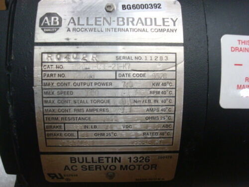 Servomotores da série AB 1326AB-C3E-21-K7 Torque Plus para o servomotor CA 1391-DES