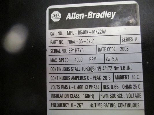 ALLEN-BRADLEY MPL-B540K-MJ22AA MPL-Série MPL 480V AC Servomotor rotativo