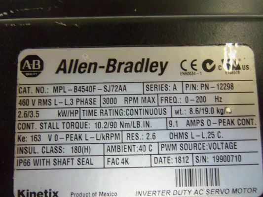 ALLEN-BRADLEY MPL-B4540F-SJ2AA MPL-Série MPL 480V AC Servomotor rotativo