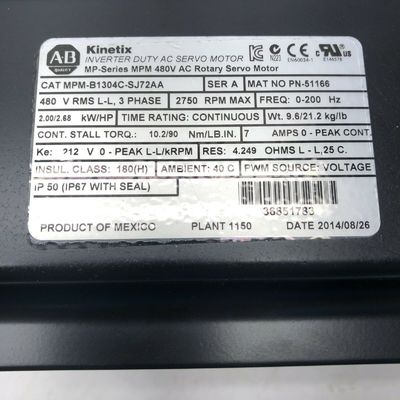 ALLEN-BRADLEY MPM-B1304C-SJ72AA MPM-Série MPM 480V AC Servomotor rotativo