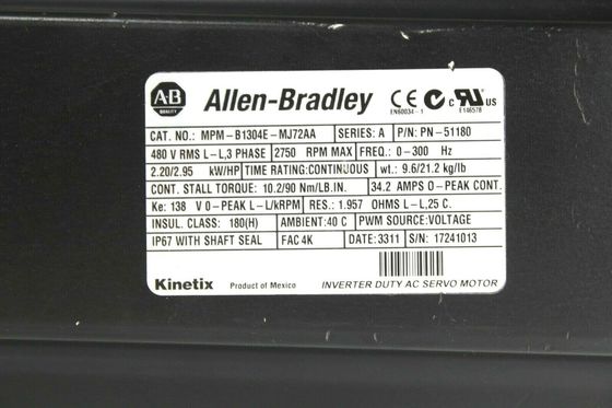ALLEN-BRADLEY MPM-B1304E-MJ72AA MPM-Série MPM 480V AC Servomotor rotativo