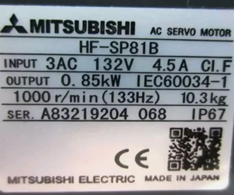 Servomotor industrial Mitsubishi HF-SP81B para aplicações de capacidade média