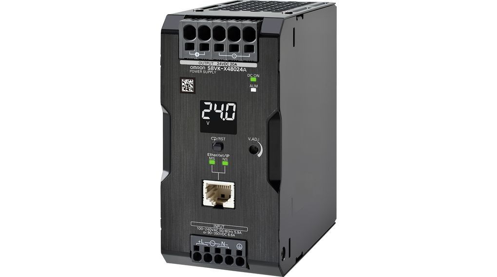 OMRON S8VK-X48024A-EIP avaliação de poder 480 W de 100 a 240 VAC 24 VDC - 40 C + a 70 C