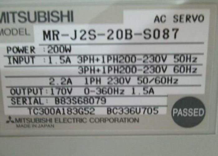 AMPLIFICADOR servo industrial 170V 360Hz 1.5A da C.A. da movimentação 200W MR-J2S-20B-S087 de Mitsubishi