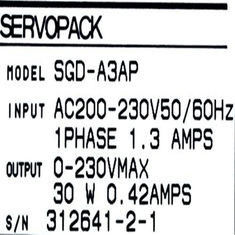 SGD-A3AP Yaskawa Servo Drive Input 1.3 AMPS SERVOPACK 50/60hz Uma fase
