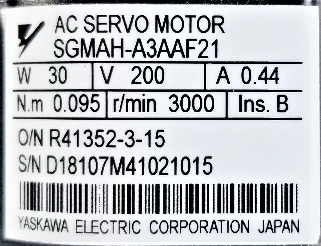 Yaskawa AC Servo Motor SGMAH-A3AAF21 Novo na caixa original