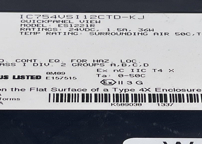GE IC754VSI12CTD-KJ um Display Intermediário de 12 polegadas TFT Color Touch QuickPanel fabricado