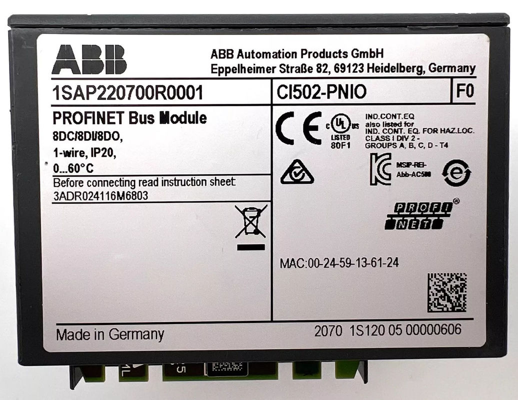 CI502-PNIO 1SAP220700R0001 Módulo de comunicação de corrente contínua de 24 V Tipo novo