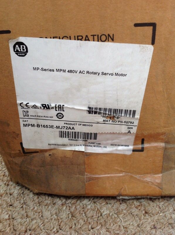 ALLEN-BRADLEY MPM-B1653E-MJ72AA MPM-Série MPM 480V AC Servomotor rotativo