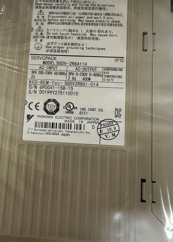Yaskawa Drives SGDV-5R5A11A Electric Corporation 3PH 0-55°C 400W Japão